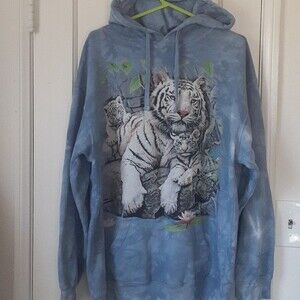 The Mountain White Tiger Sweatshirt Hoodie Size Medium